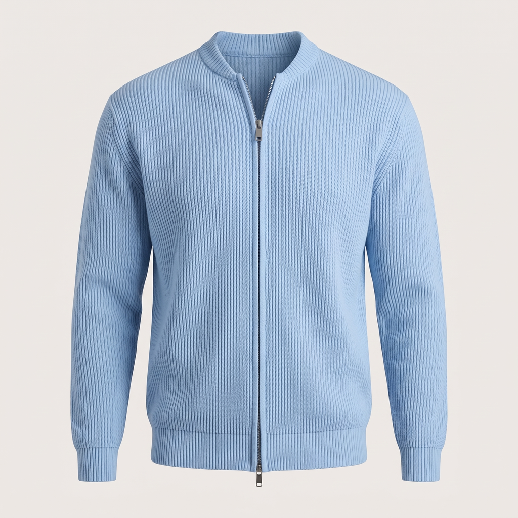 STAND COLLAR RIB KNIT JACKET