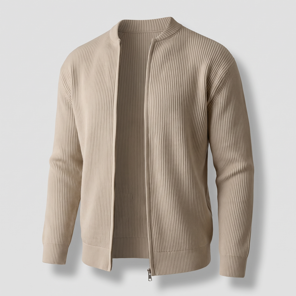STAND COLLAR RIB KNIT JACKET