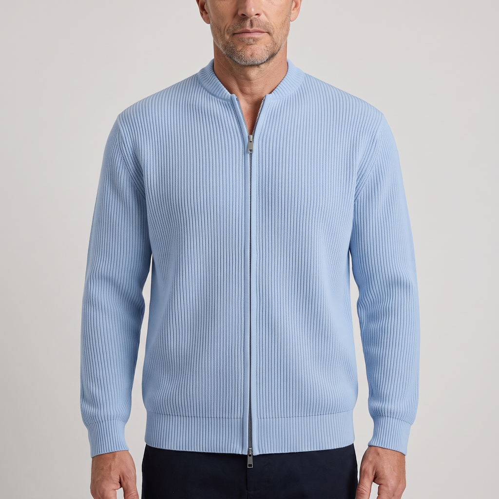STAND COLLAR RIB KNIT JACKET