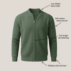 STAND COLLAR RIB KNIT JACKET