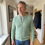 STAND COLLAR RIB KNIT JACKET