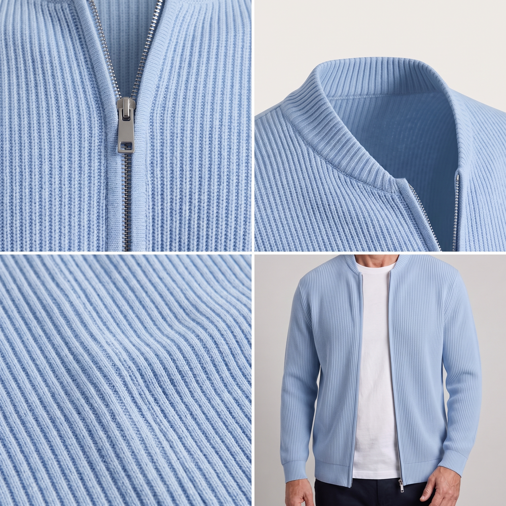STAND COLLAR RIB KNIT JACKET