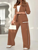 Edmee | Wide Leg Blazer And Pants Set For Women