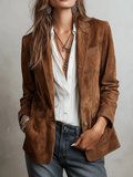 Rachel | Button-Down Suede Blazer For Women