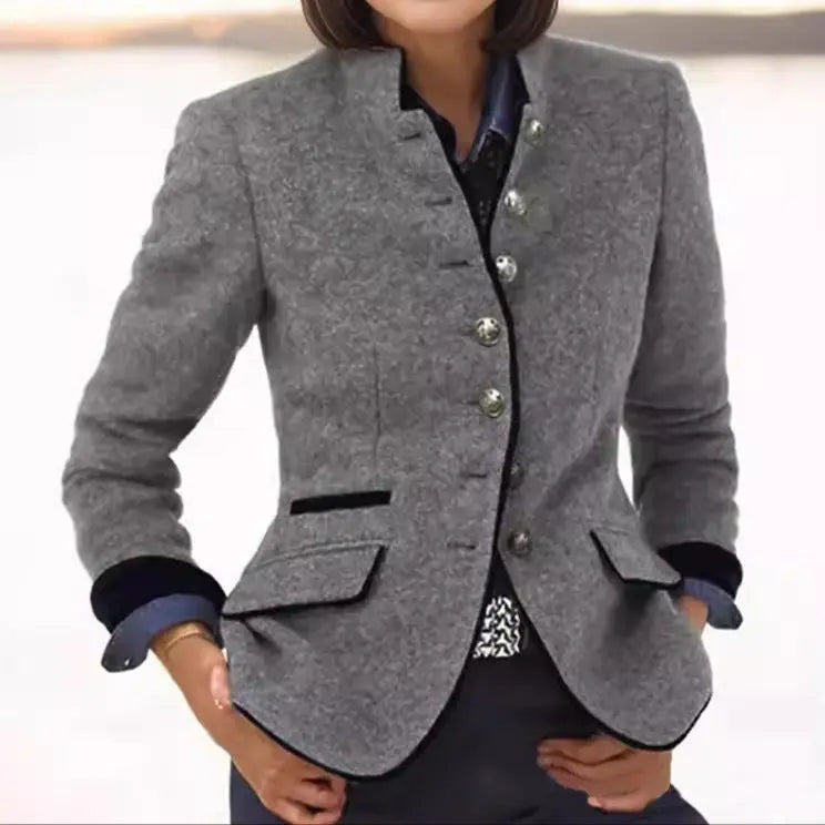 Zara | Wool Blazer With Contrast Trim For Women