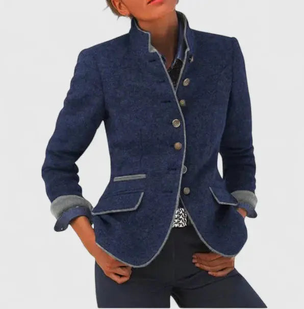 Zara | Wool Blazer With Contrast Trim For Women