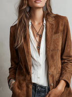 Rachel | Button-Down Suede Blazer For Women