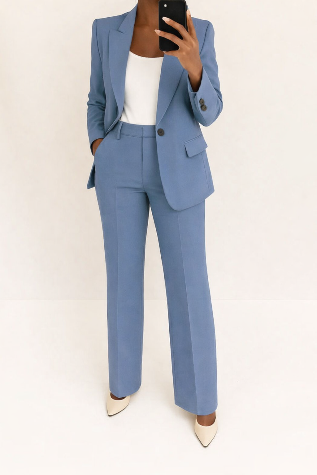Wide Leg Blazer Suit Set For Women