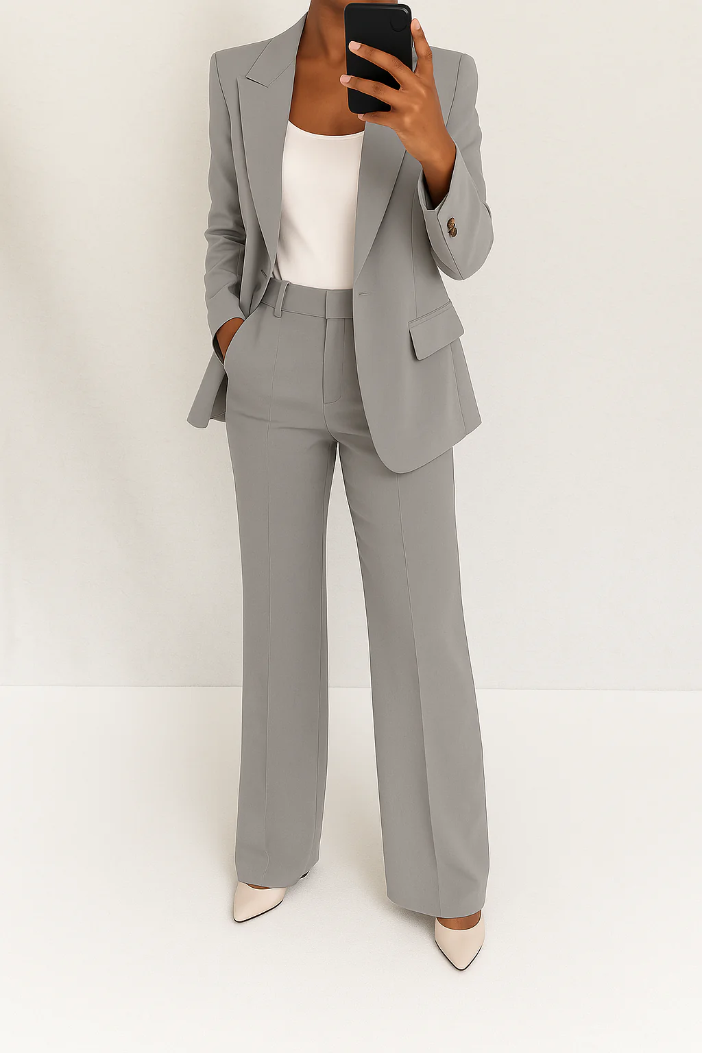 Wide Leg Blazer Suit Set For Women