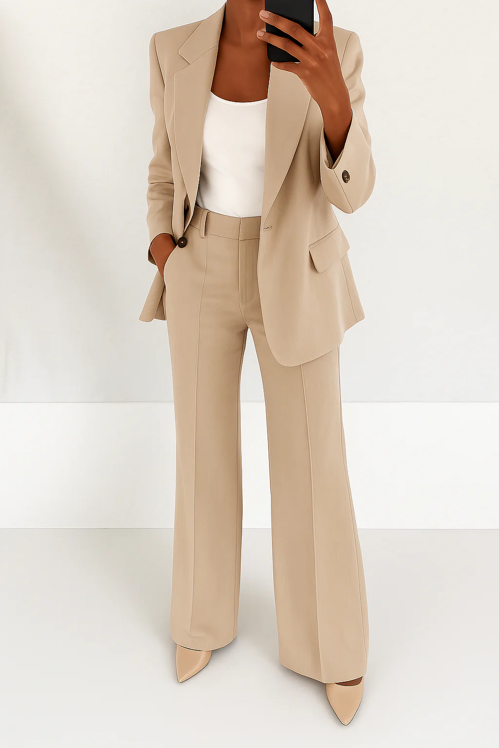 Wide Leg Blazer Suit Set For Women