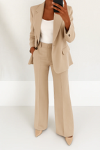 Wide Leg Blazer Suit Set For Women